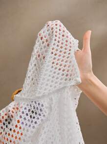 Anewsta 花卉装饰钩针罩衫女士海滩装 - 白色 - 查看 6