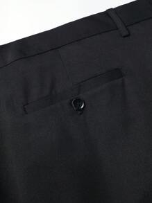 Manfinity Mode 1 Set Men's Plus Size Minimalist Front Button Long Sleeve Blazer And Pants Suit - Black - View 4