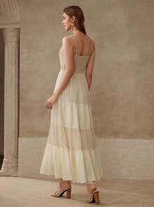 MOTF CONTRAST CHIFFON RUFFLE HEM DRESS