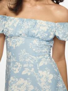 MISSGUIDED 挤奶女工芭铎迷你连衣裙花卉印花高腰泡泡袖夏季花园派对茶会连衣裙乡村风复古风 - 彩色 - 查看 4