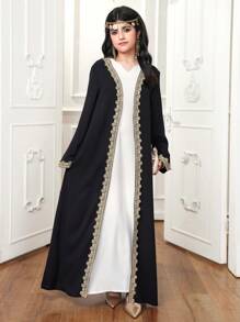 少女装饰花卉贴片前开长袖长袖衬衫