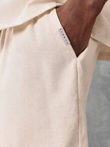 SUMWON Premium Linen Look Regular Fit Bermuda Shorts With Side Pockets, Summer Casual Resort Wear Classic Comfort Walking Golf Shorts - Apricot - View 6