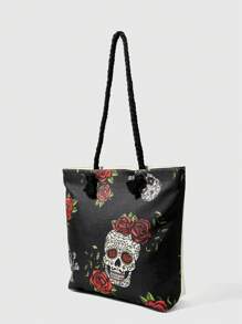 ROMWE Goth 女士简约拉链单肩包，休闲日常收纳包