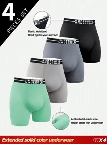 Set de 4 calzoncillos bóxer con impresión de letra simple para hombres