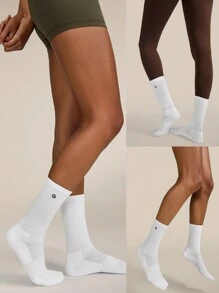 GLOWMODE 1 Pairs Socks Soft Ventilated Mesh With Embroidered Logo Workout Daily Casual - White - View 7