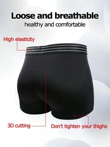 4pcs/Set Men's Simple Striped & Letter Print Boxer Briefs - Multicolor - View 6