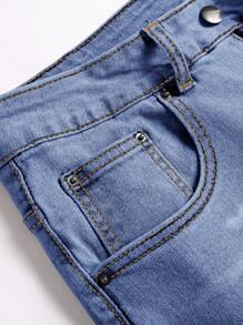 Manfinity Homme Quần denim thường ngày có túi cài nút phía trước dành cho nam - Rửa nhẹ - Xem 6