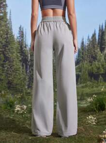 In My Nature 女士松紧腰口袋印花休闲徒步裤，简约 - 淺灰色 - 查看 6