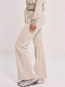 MUSERA Distressed Waist Flared Sweatpants Vacation Casual Summer - Khaki - View 3