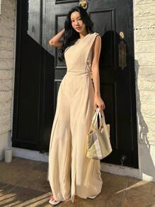 DAZY Women Loose High Split Solid Color Jumpsuit
