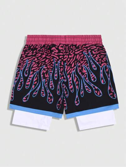 Street Life Men's Flame Print Tank Top And Shorts Set