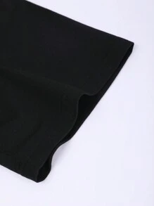 Manfinity Homme Loose Fit Men's Solid Color Round Neck Short Sleeve Casual T-Shirt - Black - View 3