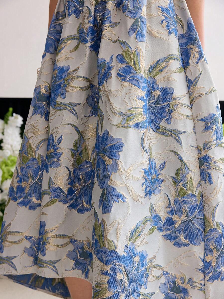 MOTF Soiréza JACQUARD GATHERED TUBE DRESS - Blue and White - View 2