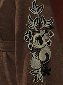 Al Najma 女士土耳其风格和阿拉伯传统长裙，朴素的卡夫坦 - 咖啡棕 - 查看 5