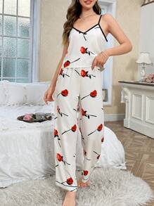 CottageSlumber Pyjamaset met bloemenprint, V-hals, hemdje en broek