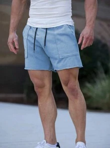 Manfinity Sport Corelite Boyfriend Style Men Drawstring Waist Slant Pocket Sports Shorts Gym Shorts