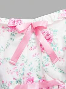 SHEIN Teen Girls' Ditsy Floral Camisole Cinched Waist Dress, Sweet Vacation Country Style, Girls' Princess Clothing Suit For Wedding Season, And Cute Design, Floral/Partial Decor - Multicolor - View 5