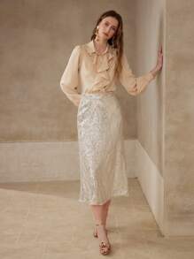 MOTF PREMIUM SEQUIN BIAS CUT SKIRT