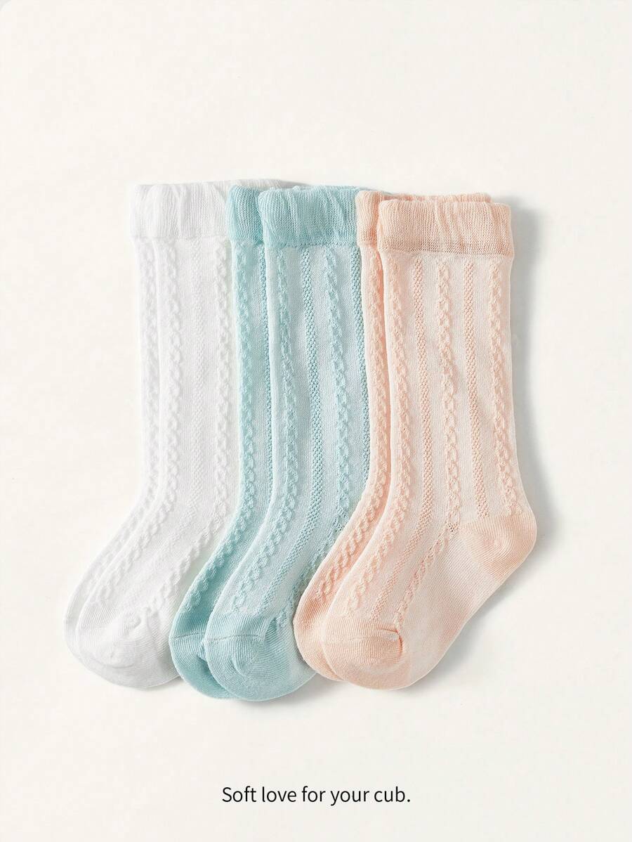 Cozy Pixies 3 pares de meias de renda na altura do joelho para bebês e crianças pequenas, versáteis para uso diário - Multicolorido - Ver 1