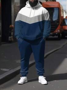 Manfinity Dauomo 大码男式休闲拼色两件套连帽运动服