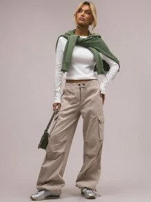 MUSERA Low Rise Baggy Cargo Pants Y2k Summer Cute Cosy Elegant Chic Casual - Grey - View 6