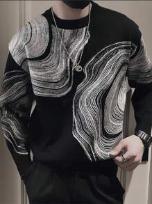 Manfinity Dauomo 1 pieza Camisa casual de manga larga con estampado de graffiti creativo para hombres, de moda y versátil