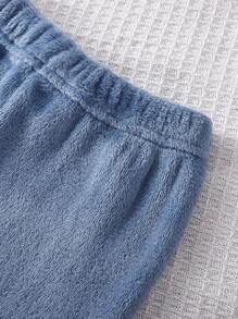 SHEIN Playful Pals Cute Round Neck Baby Boys Plush Outfit - Blue - View 9