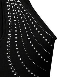 Allurite Women's Sparkly Hollow Out Halterneck Bodycon Dress - Black - View 8