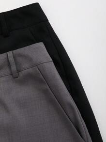 SHEIN Unity Women's Solid Color Front Button Pocket Simple Shorts, Casual Daily Wear - Multicolor - View 5