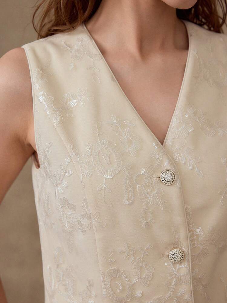 SEQUIN FLORAL EMBROIDERY BLOUSE
