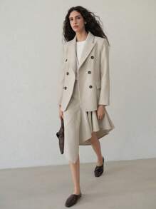 MOTF PREMIUM WOOL DOUBLE BUTTON BLAZER - Apricot - View 4