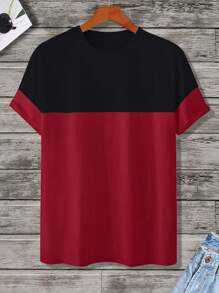 Manfinity Homme Herren Einfarbiges Splice Rundhals Kurzarm Lässig Top