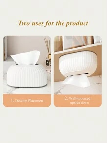1pc Beautiful Plastic Tissue Box,Hanging Tissue Box With Adhesive Buckle ,Nordic Style, Paper Container, Desktop Tissue Holder, Plastic Tissue Box, Desktop Decoration, Home Use, Modern Decoration Holder, Used For Bathroom, Countertop