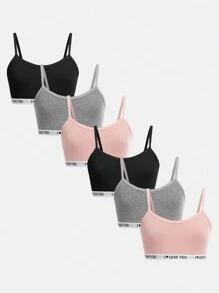 SHEIN Girlism 6pcs/Set Tween Girls' Simple Sports Letter Graphic Stretchy, Skin-Friendly Seamless Underwear Set