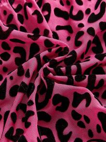 ROMWE Goth Set da 3 pezzo Perizoma in jacquard floccato con stampa leopardo e zebra stile gotico scuro