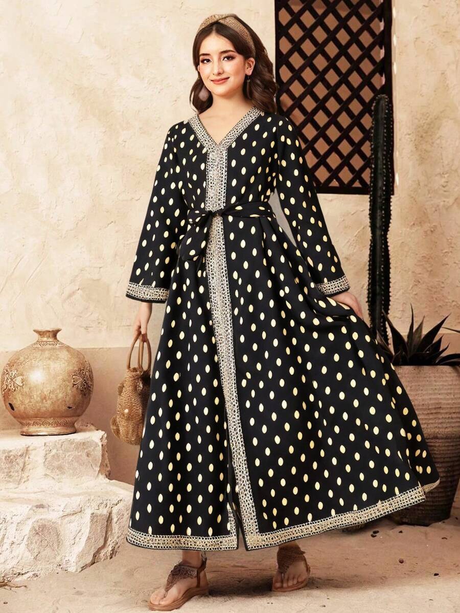 Kleid mit Blumen Muster für Teenager-Mädchen, bequeme und modische Sommerkleidung, ideal für süße, hübsche Mädchen - Schwarz - Übersicht 1