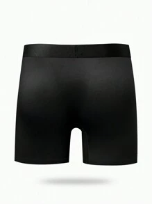 Men's Simple Printed Daily Boxer Shorts - Black - View 2