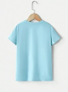 Tween 女童休闲卡通字母印花短袖 T 恤