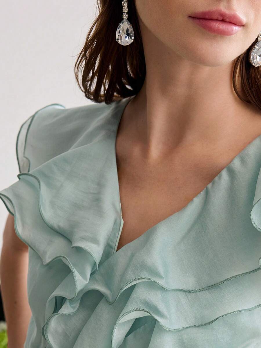 MOTF Soiréza Vestido con volantes y vuelo - verde menta - Ver 2