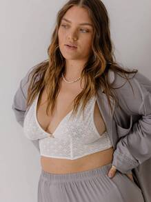 Aralina Curve Soft Jersey Relaxed-Fit Button Up Shirt And Wide-Leg Pants Lounge Set With Scrunchie