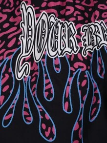 ROMWE MEN Prep Men's Flame Print Tank Top And Shorts Set - Multicolor - View 5