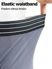 4pcs/Set Men's Simple Striped & Letter Print Boxer Briefs - Multicolor - View 5