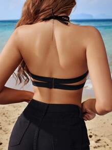 SHEIN Swim Summer Padded Sports Bandeau Bra With Wiring, 1/2 Cup Style Top - Multicolor - View 2