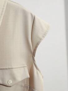 SHEIN Unity Casual Simple Apricot Single Breasted Pocket Shirt - Apricot - View 6
