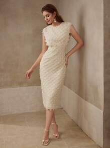 MOTF TEXTURED SLEEVELESS DRESS - Apricot - View 4