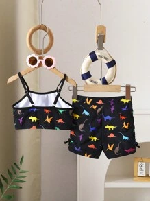 Young Girl Printed Random Pattern Swimwear Set