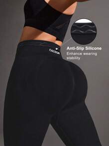 Easithlete Plus Size Women's Seamless Black Workout Leggings - Black - View 2