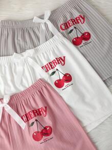 Women's Simple Bow-Decor Lounge Shorts, Casual Daily Wear Sleep Shorts