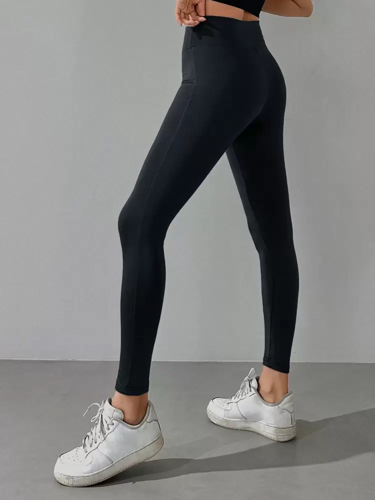 High Waist Tight Sports Yoga Pants For Women, Designed Waistband, Suitable For Spring Casual