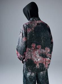 NEON BLANC 男士街头时尚印花编织长袖衬衫 - 黑色 - 查看 3